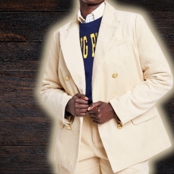 NWT Rowing Blazers for Target ‘Corduroy Double-Breasted Blazer’ in “Cream” Sz S - Picture 2 of 16